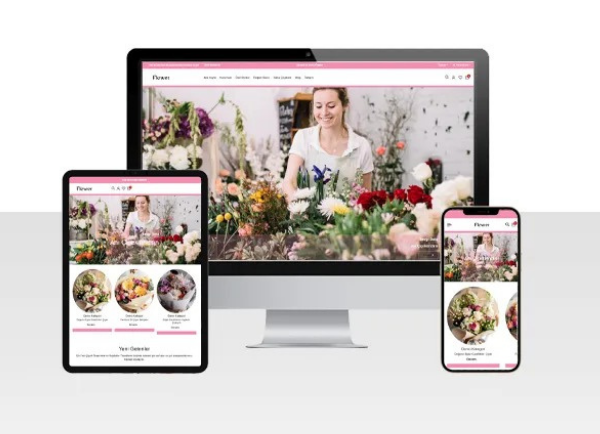 Çiçekçi ve Çiçek Satışı E-Ticaret Web Sitesi Paketi – Pink